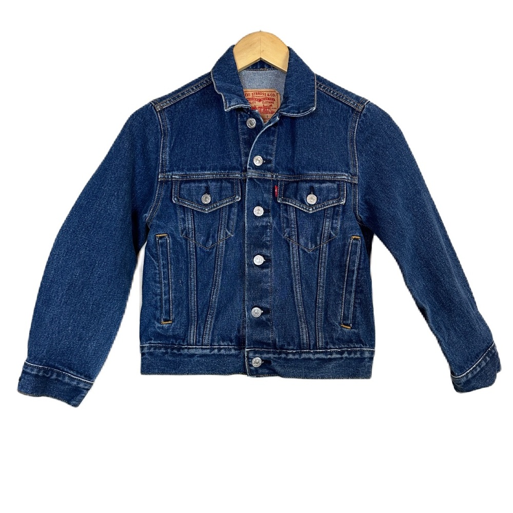 VTG Levi’s Jean Jacket Y2K Dark Denim Trucker Distressed Women’s‎ Small